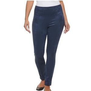 Andrew Marc Women's Mid Rise Lightweight Faux Suede Pull On Pant Navy Size Small